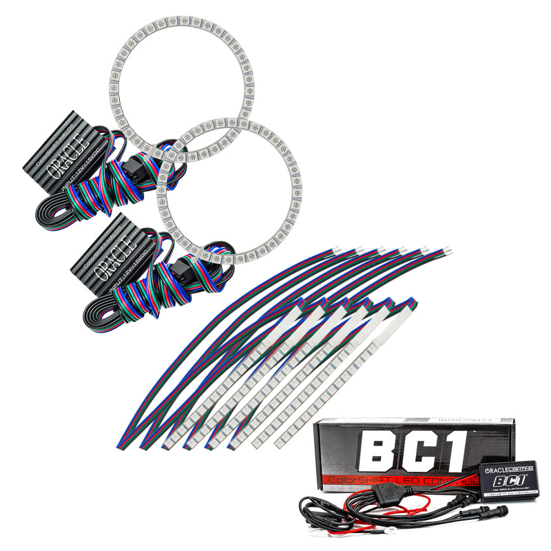 Oracle 15-17 Ford Mustang V6/GT/Shelby DRL w/ Halo Kit - ColorSHIFT w/ BC1 Controller SEE WARRANTY