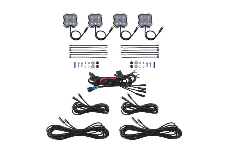 Diode Dynamics Stage Series Single Color LED Rock Light - White Diffused M8 (4-pack)