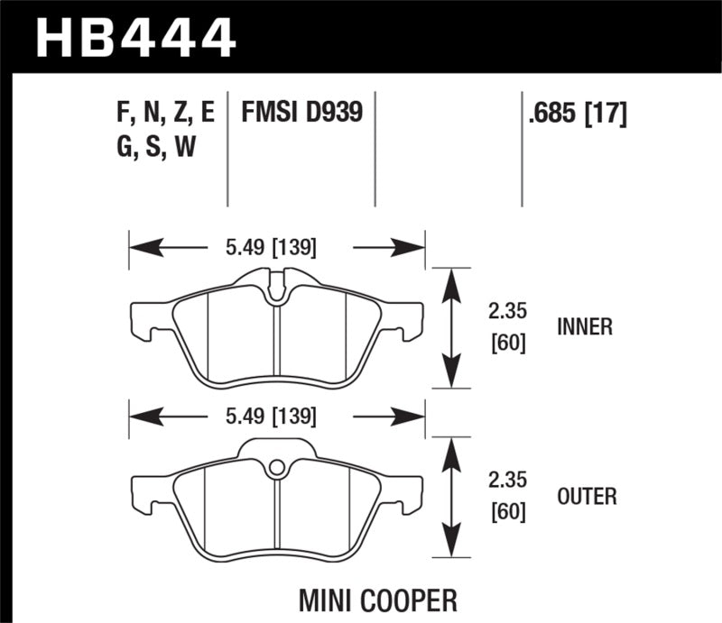 Hawk 02-06 Mini Cooper / Cooper S Blue Race Front Brake Pads