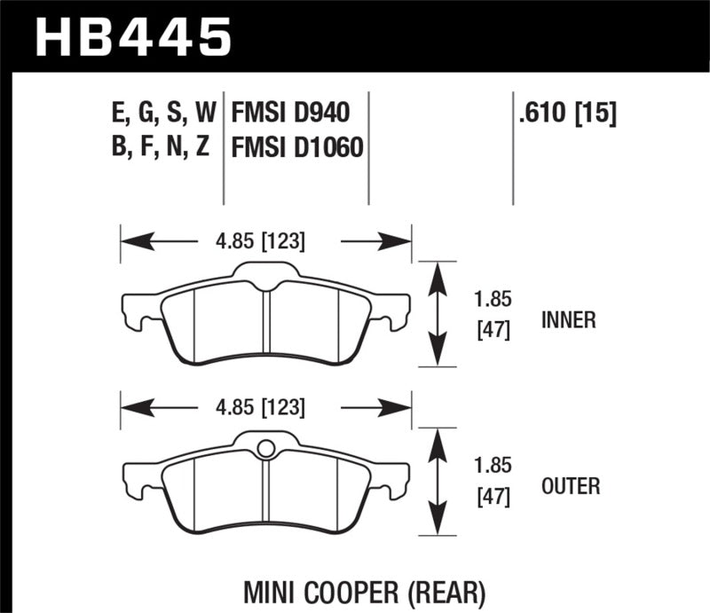 Hawk 02-06 Mini Cooper / Cooper S Blue Race Rear Brake Pads